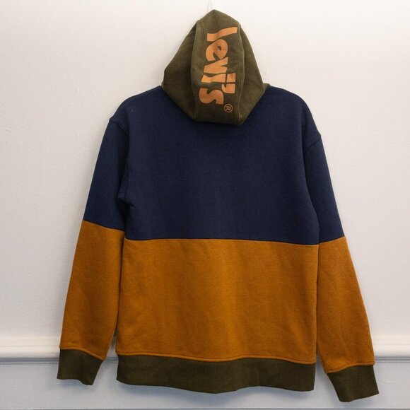 Levi's Colorblock Hoodie XL - Blue Olive Mustard Pullover Sweatshirt - Picture 3 of 5
